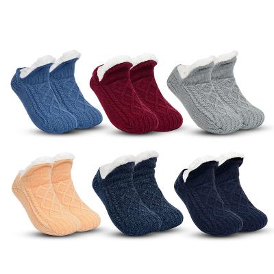 China Sporty Floor garter with fleece thickened winter female adult bottom glue adult warm indoor home socks men's sock shoes for sale