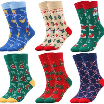 China Anti-Bacterial Wholesale Custom Holiday Socks Santa Reindeer Gingerbread Candy Pattern Novelty Fun Men Christmas Socks for sale