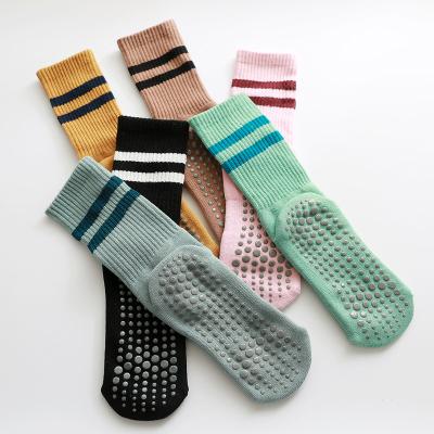 China Cotton Wholesale Non Slip Pilates Yoga Socks High Quality Fashion Medium Tube Solid Gym Exercise Indoor Sock For Women for sale