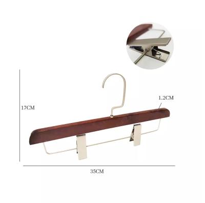 China Best Selling Antique Modern Wardrobe Pearl Nickel Hook Hold Wooden Hanger Custom Made For Trousers Pants Clothes for sale