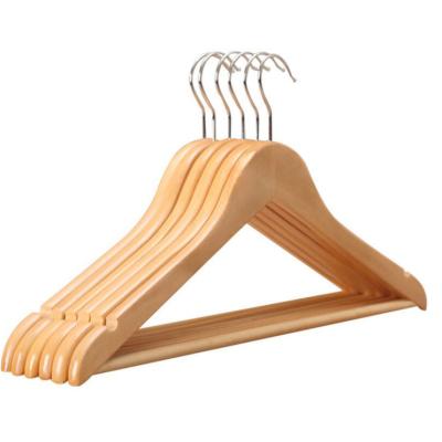 China Modern Wholesale Factory Hot Selling Natural Wooden Coat Hangers Solid Wood Coat Hangers for sale