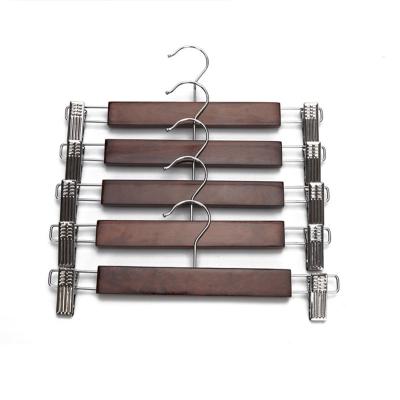 China Modern Multiple Features Women Men Kids Style Non Slip Antique Wooden Clothes Pants Hanger Rack With Clips for sale