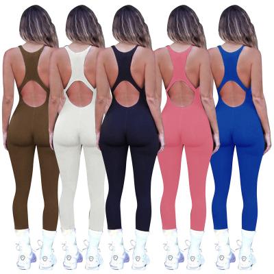 China Q21S871 European and American thin backless hip yoga wear women's sports lifting overalls QUICK DRY for sale