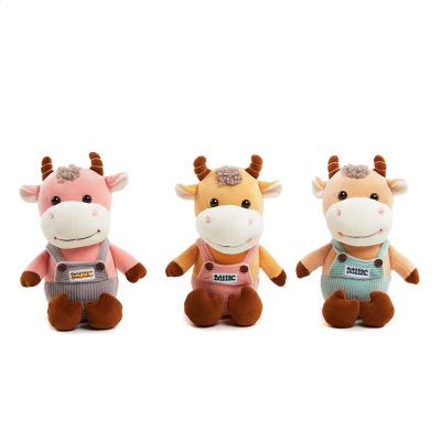 China Cute Gift Custom Stuffed To Scare Animal Soft Stuffed Cow Toy With T-shirts Personalized Custom Cute Stuffed Bull Stuffed Cow Doll for sale