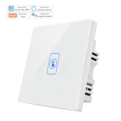 China 3G smart home tuya 86 switch 1 band wifi touch panel backlight smart switch wifi+RF433 can Google Amazon speaker voice control for sale