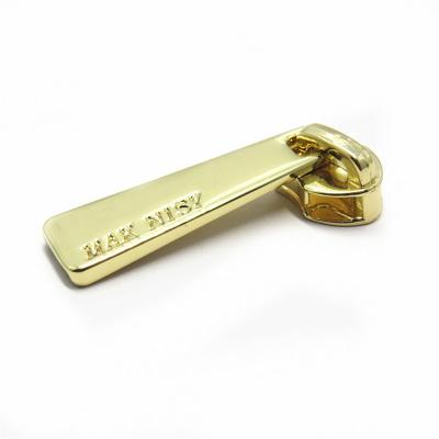 China Eco-firendly Custom High Polish White Gold Metal Zipper Logo Puller For Garment / Bags for sale