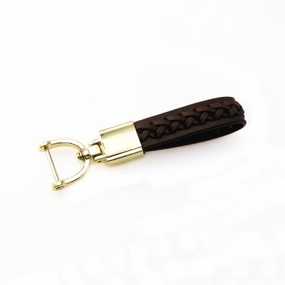 China Eco-firendly Gold Silver Style Simple Leather Key Chain Keychain for Women and Man with Detachable Alloy Metal Rings for sale