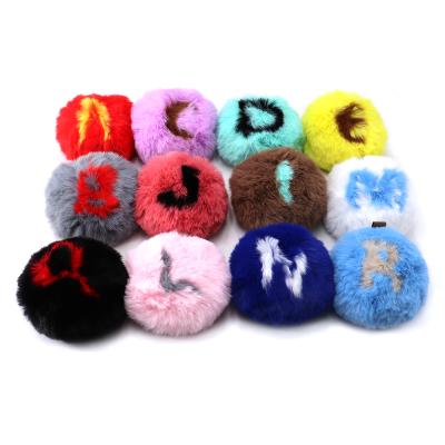 China Soft/Fashion/Mini Furry Keychain Pom Pom Key Chain Ball Fur Ball Pompom Round 10cm Fluffy Casual With Letter 26 for sale