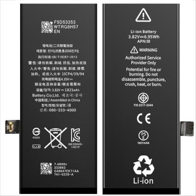 China Mobile phone 100% original Li-ion polyer llithium ion rechargeable battery for iphone 8 battery 1821mah for sale