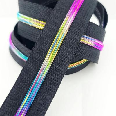 China Custom Viable Long Rainbow Colorful Rainbow Nylon Webbing Chains 5# By The Yards for sale