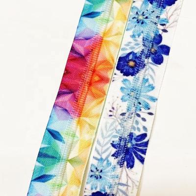 China Sustainable Flower 5# Rainbow Zipper Tape For Sewing Bags for sale