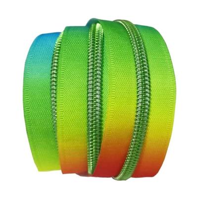 China Long Chains 5# Nylon Zipper Tape Custom Colored Durable Tapes Rainbow By The Yards for sale