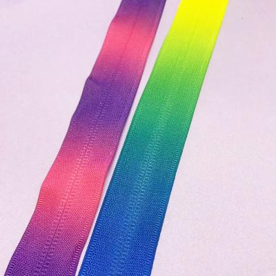 China Custom Rainbow Zipper Decorative Strip Viable Nylon Colored Nylon Zipper for sale