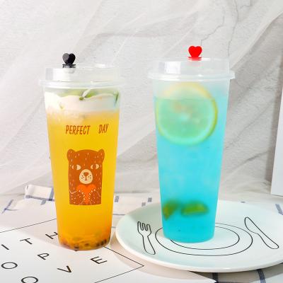 China Disposable Cup / Eco-friendly Printing Custom Logo PP Injection Disposable Frosted Plastic Cup For Cold Hot Drink Beverage Milktea for sale