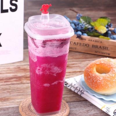 China Wholesale Disposable / Eco-friendly Cup Printed Disposable Square Logo Clear Plastic Milk Tea Cold Drink Cup for sale