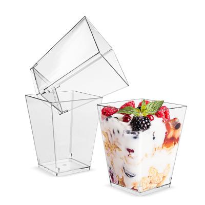 China 100% Food Grade Portions Supply Square Shape 5.5oz PS Disposable Pudding Cup for sale