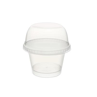 China Custom Logo PP 160ml 5.5oz Mini Packaging Single Wall Disposable Plastic Dessert Takeout Cup Milk Clear Tea Cups With Dome Lid for sale