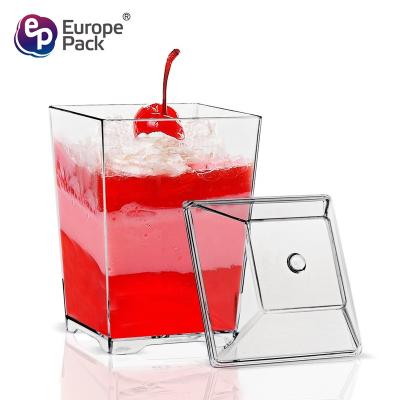 China Europe-Pack 110ml 4OZ Food Grade Party Supplies Clear Disposable Unique Plastic PS Dessert Cups With Lid for sale