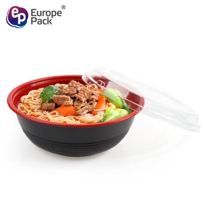 China New Products PP OPS High Quality Disposable 1000ml Noodle Soup Plastic Bowl With Lid for sale