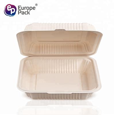 China Wholesale High Quality Square Shape Nature Color 1500ml Fast Food Biodegradable Plastic Take Out Box for sale