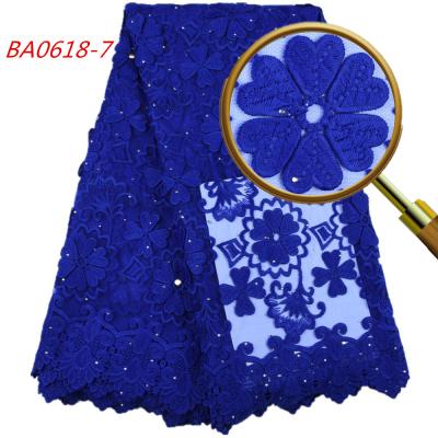 China Sustainable free shipping 1642 3D milk lace fabric navy blue Africa lace 2019 african lace fabrics for sale