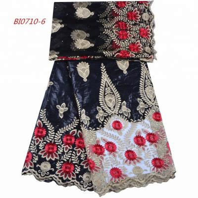 China African Bridal Bazin Riche Black Lace Fabric Jacquard Lace Fabric 1284 for sale