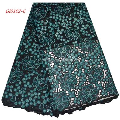 China High Quality Latest Sustainable Green Lace Fabric Nigeria Laces Nigerian Organza Lace For Woman 1053 for sale