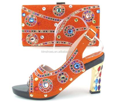 China Wedding African dress shoes/high heel shoe and bag set/Italy design dress pumps set with stone TH16-43 for sale