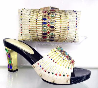 China Wedding Nigerian Shoes And Bag Set/High Quality Gold Fashion Shoe Set For Party/New Upcoming Shoe And Bag Set TT25 for sale