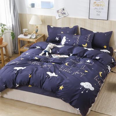 China Cheap Nondisposable Custom Print Bedding Organic Cotton Suit Four-Piece Polyester Flat Sheet Bedding Set for sale