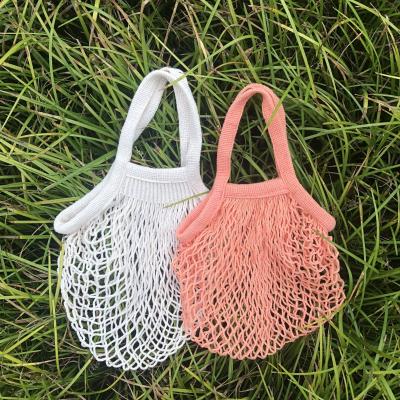 China Factory Direct Knitted Rope Handle Crochet Beach Shoulder Net Mesh Shopping Bag for sale