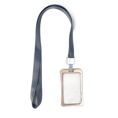 China Popular Customizable High Quality Eco-friendly ID Aluminum Alloy Metal ID Card Holder with Lanyard, Work Card Holder for sale