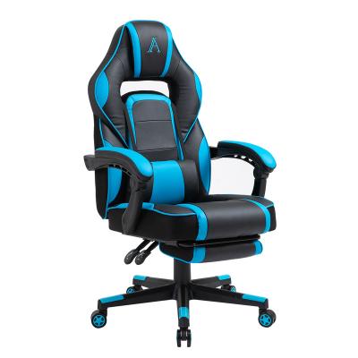 China Wholesale Adjustable Blue Video Game Chair (Height) Extended Gaming Chair with Adjustable Footrest and Lumbar for sale