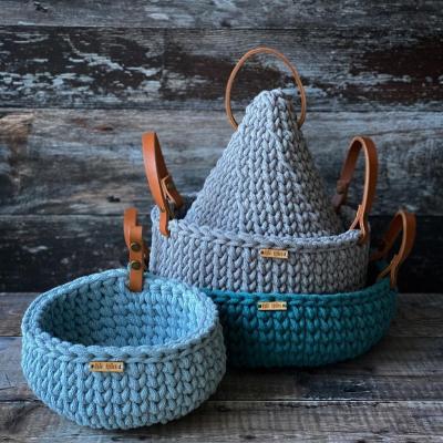 China Sustainable Folding Cotton Rope Basket Woven Rope Storage Basket For Blanket And Book Laundry Basket for sale