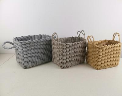 China 2022 Eco Friendly Woven Cotton Rope Basket Factory Color Sustainable Woven Customized Designs for sale