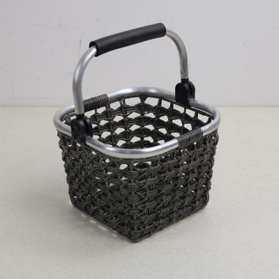 China Sustainable PP Strip Fruit Vegetable Basket Car Storage Weaving Basket With Handle for sale