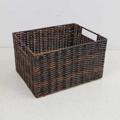 China Sustainable Factory Wholesale Eco-friendly Handmade Plastic PP Rattan Srroage Baskets for sale