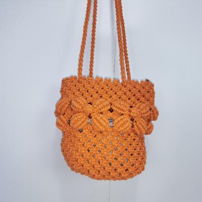 China PORTABLE Handmade Summer Beach Bag Cotton Rope Woven Handbags for sale