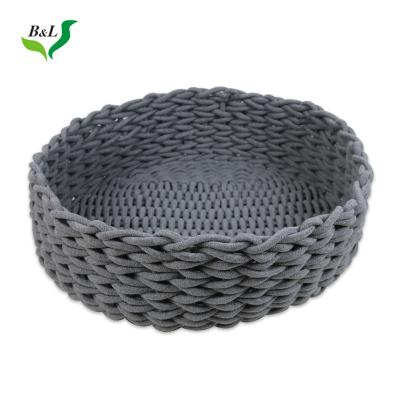 China New Sustainable Cotton Rope Weaving Manual Basket Laundry Storage Basket Furniture Decoration Storage Basket for sale