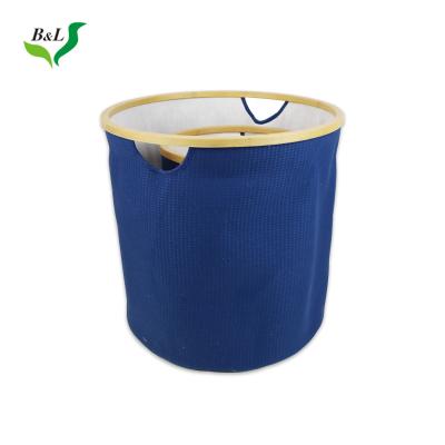 China Blue Fashionable Home Clothes Storage Basket Dirty Laundry Cotton Rope Storage Basket for sale