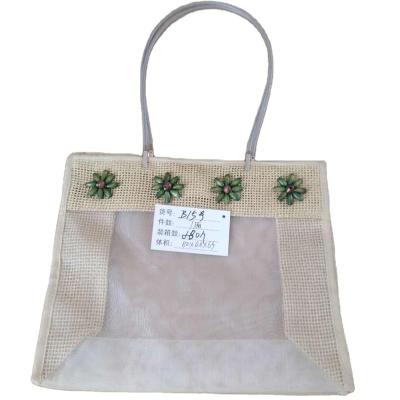 China Lightweight Net Yarn Fashion Paper Straw Beach Tote Bag for sale