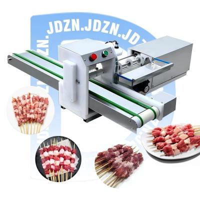 China automatic cutting string meat beef mutton vegetable barbecue industry satay kebab skewer making machine skewer equipment for sale