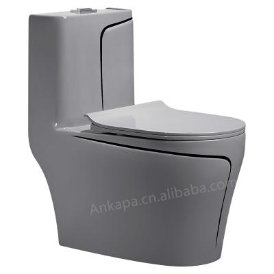 China Double-Flow Standard And Custom High Quality Gray Color One Piece Bidet Bathroom Toilet for sale