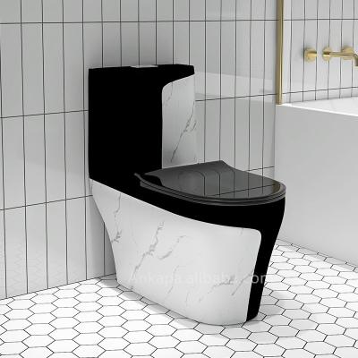 China Double-Flow Marble Bowl WC Rimless Toilet Strap And Black Color Ceramic One Piece Toilet Sanitary Ware for sale