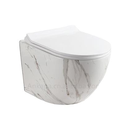 China Hidden Ceramic Wall Hang Wc Inodoro Suspendido Tankless High Quality European Rimless Marble Color Cistern for sale