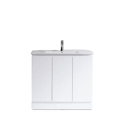 China Good Price Factory Supply Modern Double Sink Bathroom Vanity Unit Wash Basins PVC Cabinet Counter for sale