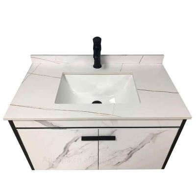 China Luxury Hotel Modern Wall Mounted PVC Bathroom Vanity Cabinets With Vessel Sink for sale