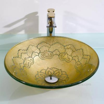 China Modern Handicraft Glass Vessel Sinks Tempered Glass Bathroom Basin for sale