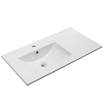 China Factory Price Modern Bathroom Slim Edge Basin Straight Side Drop Over Counter Cabinet Mount Sink for sale