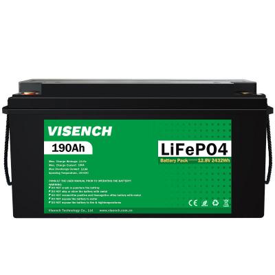 China Visench Solar System Lifepo4 Battery Pack Lithium Ion Lifepo4 12V 190AH Lithium Ion Batteries for sale